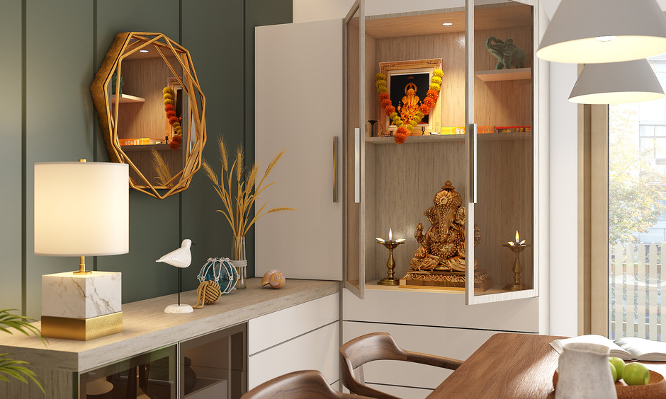  Glass Pooja Unit for Living Room